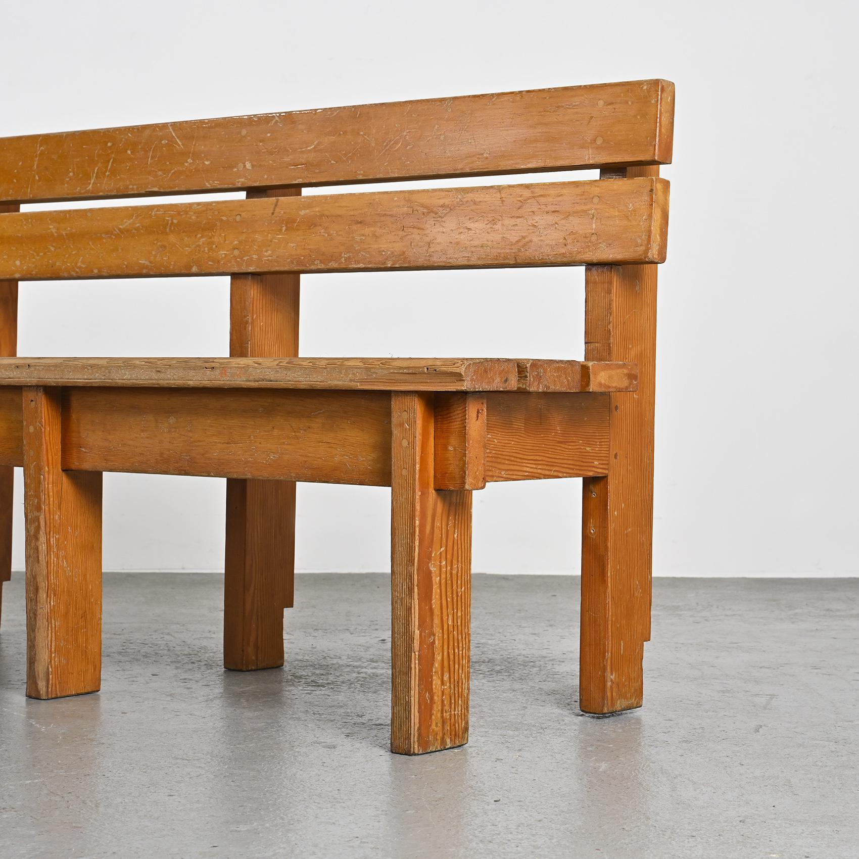 Pair of solid wood benches by Christian Durupt, Courchevel, circa 1960