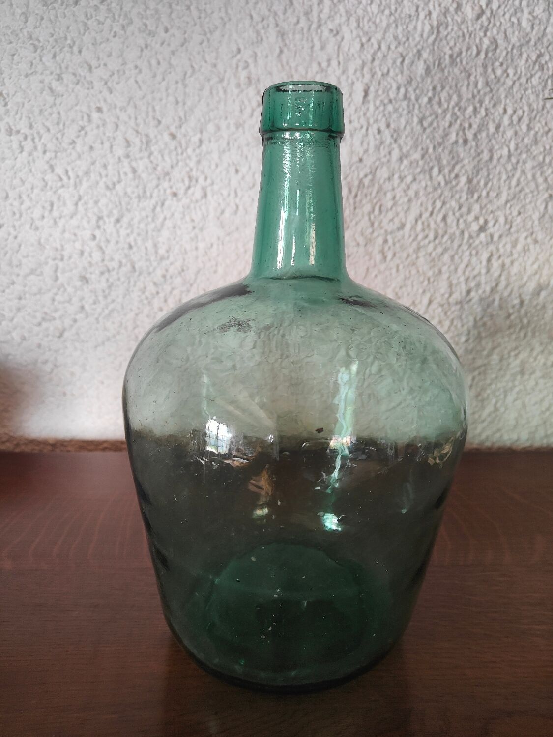Dame Jeanne Viresa on the bottle neck in Green bubble glass 5 L