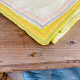 Belgian Linen Tablecloth Embroidered, Yellow Tyedie