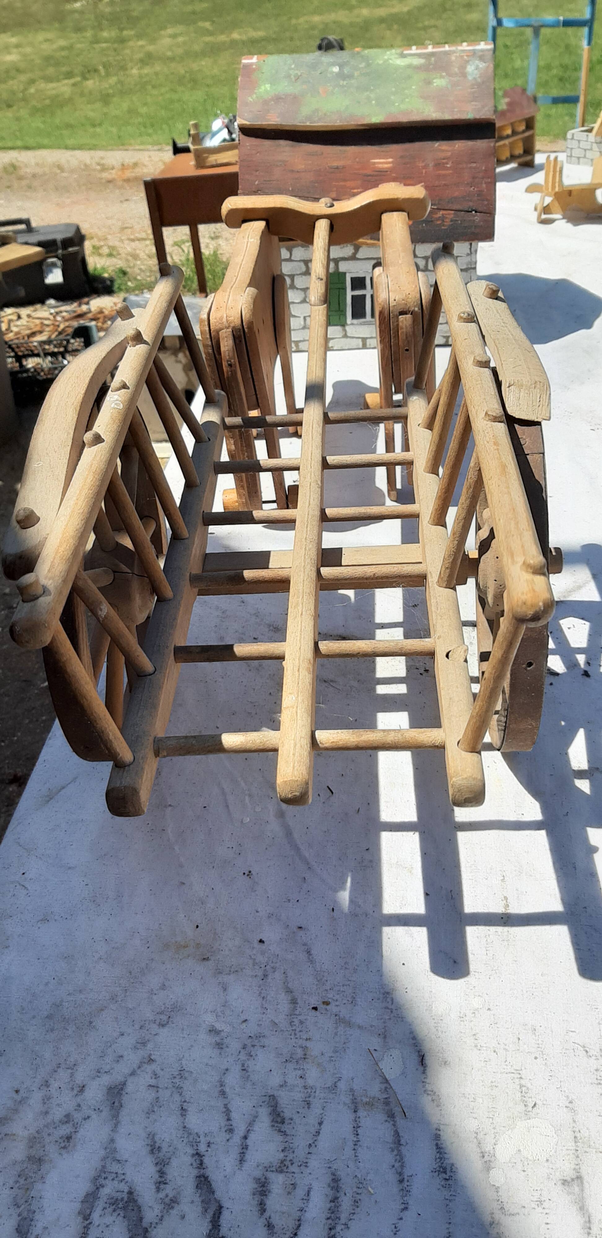 Set of old wooden toys from the farm