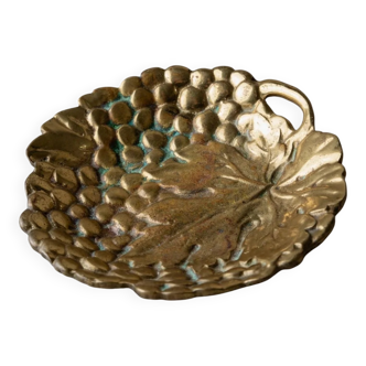 Vintage doré brass ashtray with grape-structure from Italy, 1960s, timeless metal art decor, perfect gift idea