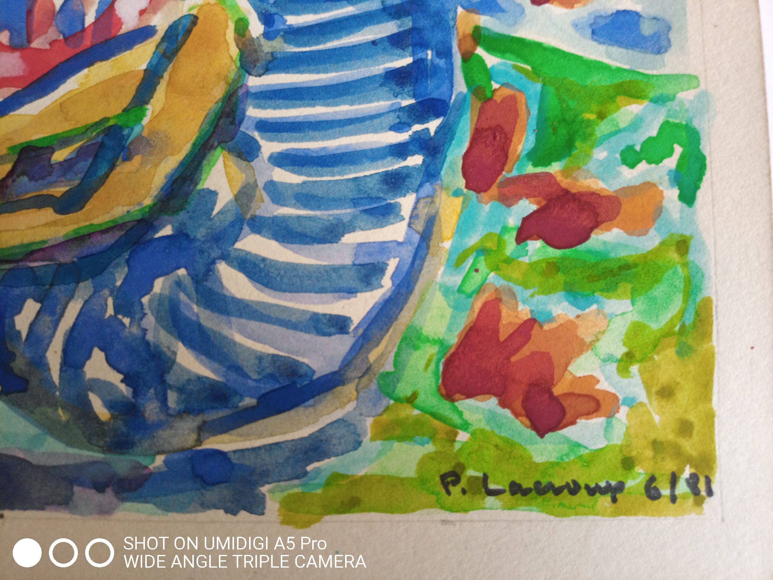 Pierre Lacroux (1909-1993) Gouache 24 x 32 cm - landscape and figure