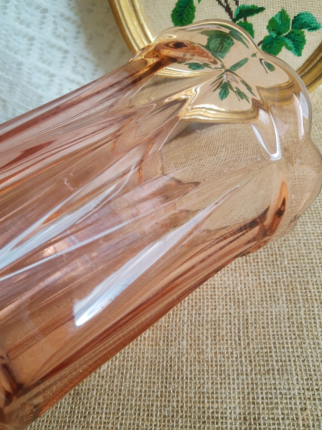 Vintage rosaline pink glass vase