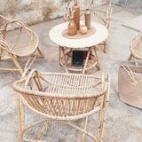 Rattan armchairs and table