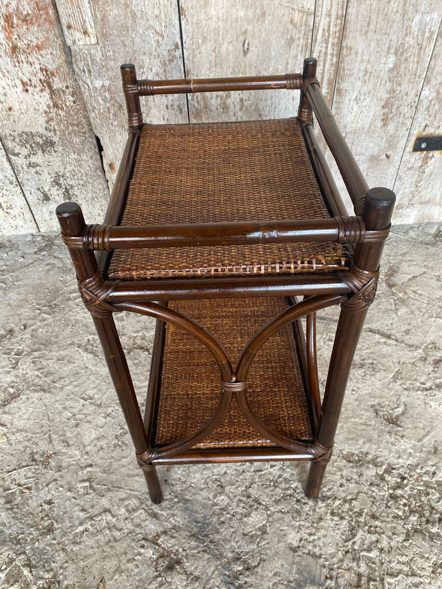 Vintage Rattan Bedside Table #E092