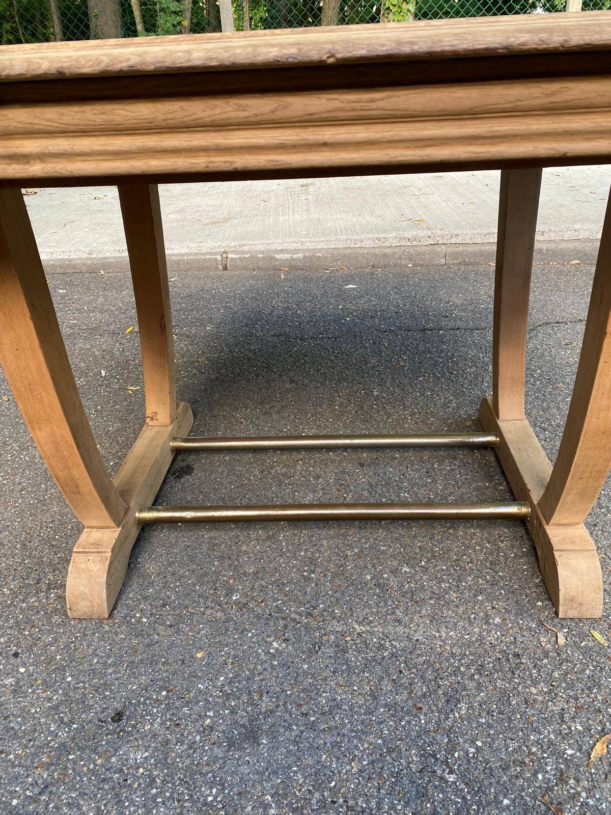Art Deco extendable dining table with a central pedestal, stripped, made of solid oak 193.