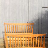 Bed of Guillerme and Chambron solid light oak France 1970