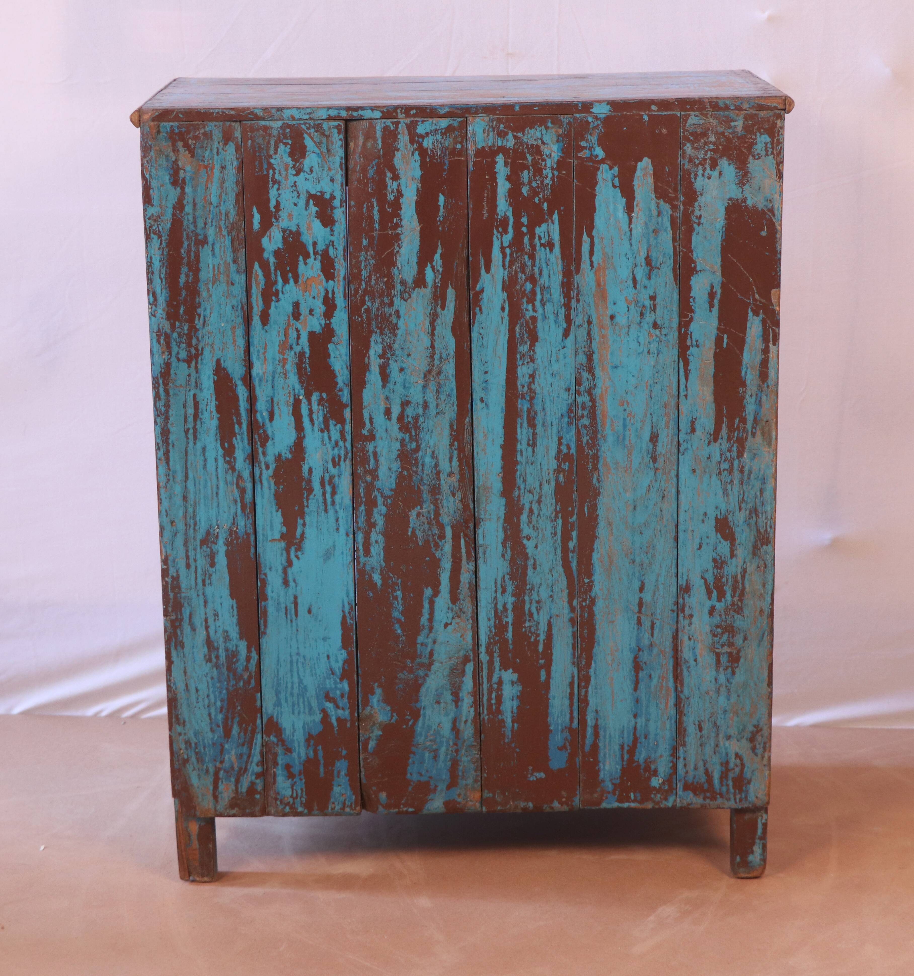 Old Burmese teak pantry original blue patina