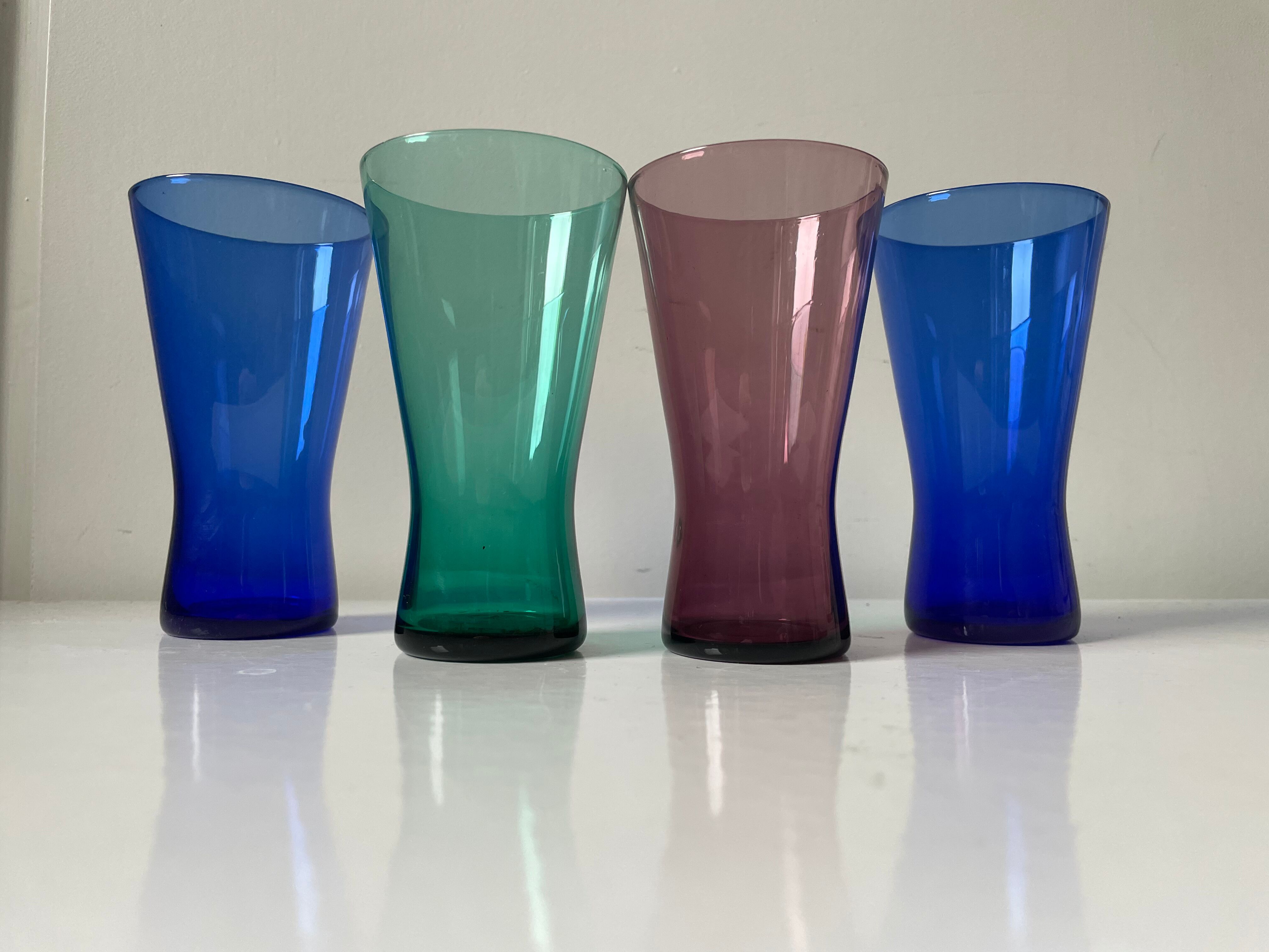 4 Danish 1950’s Glasses in different colors