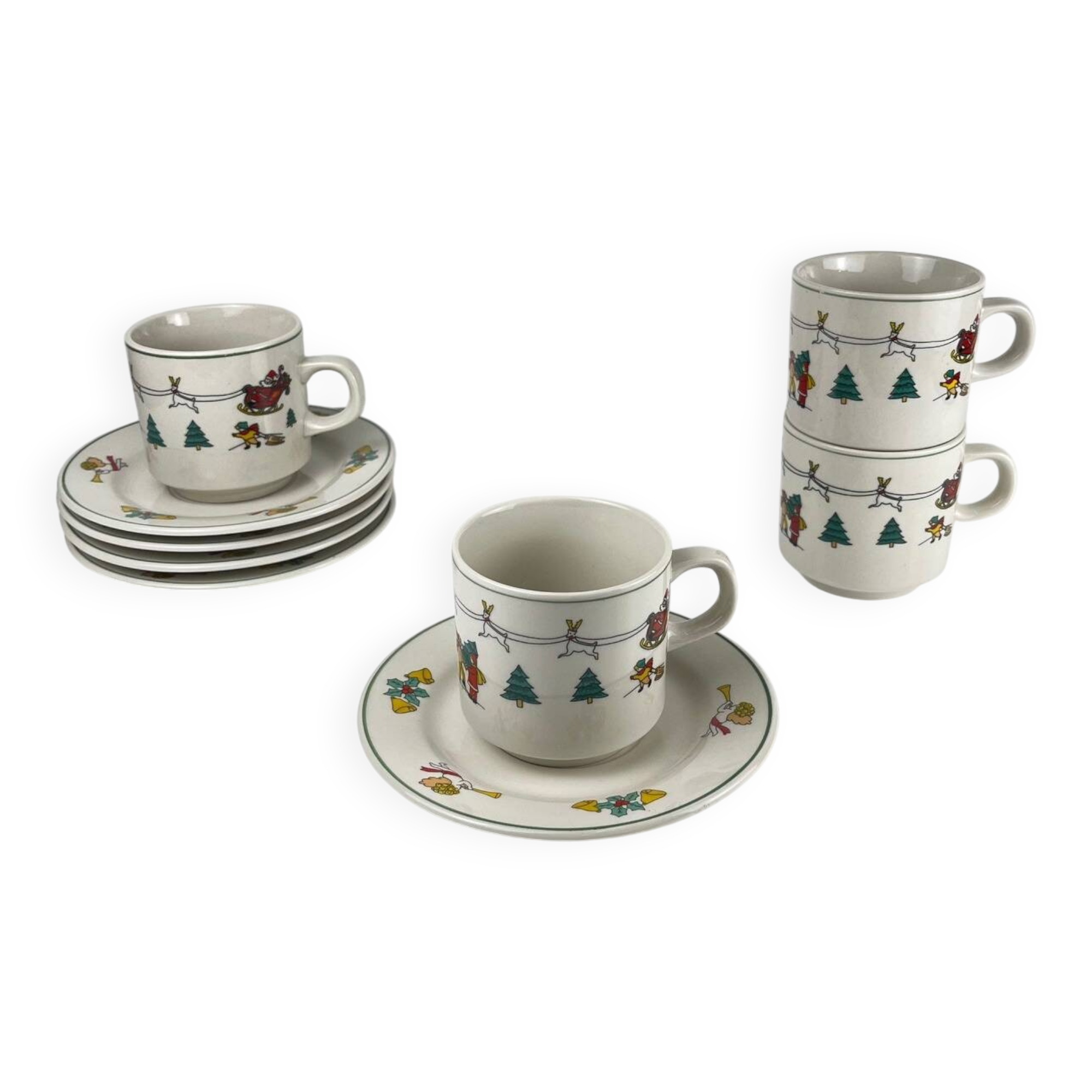Set of 4 Christmas coffee/tea cups, 1980