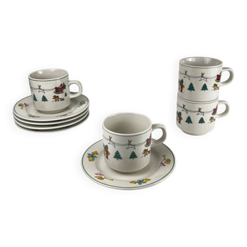 Set of 4 Christmas coffee/tea cups, 1980