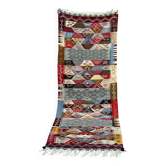 Contemporary Kilim hallway runner: abstract Berber flatweave, wool