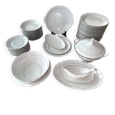 White and silver table service, Limoges porcelain, 56 pieces - in good condition.