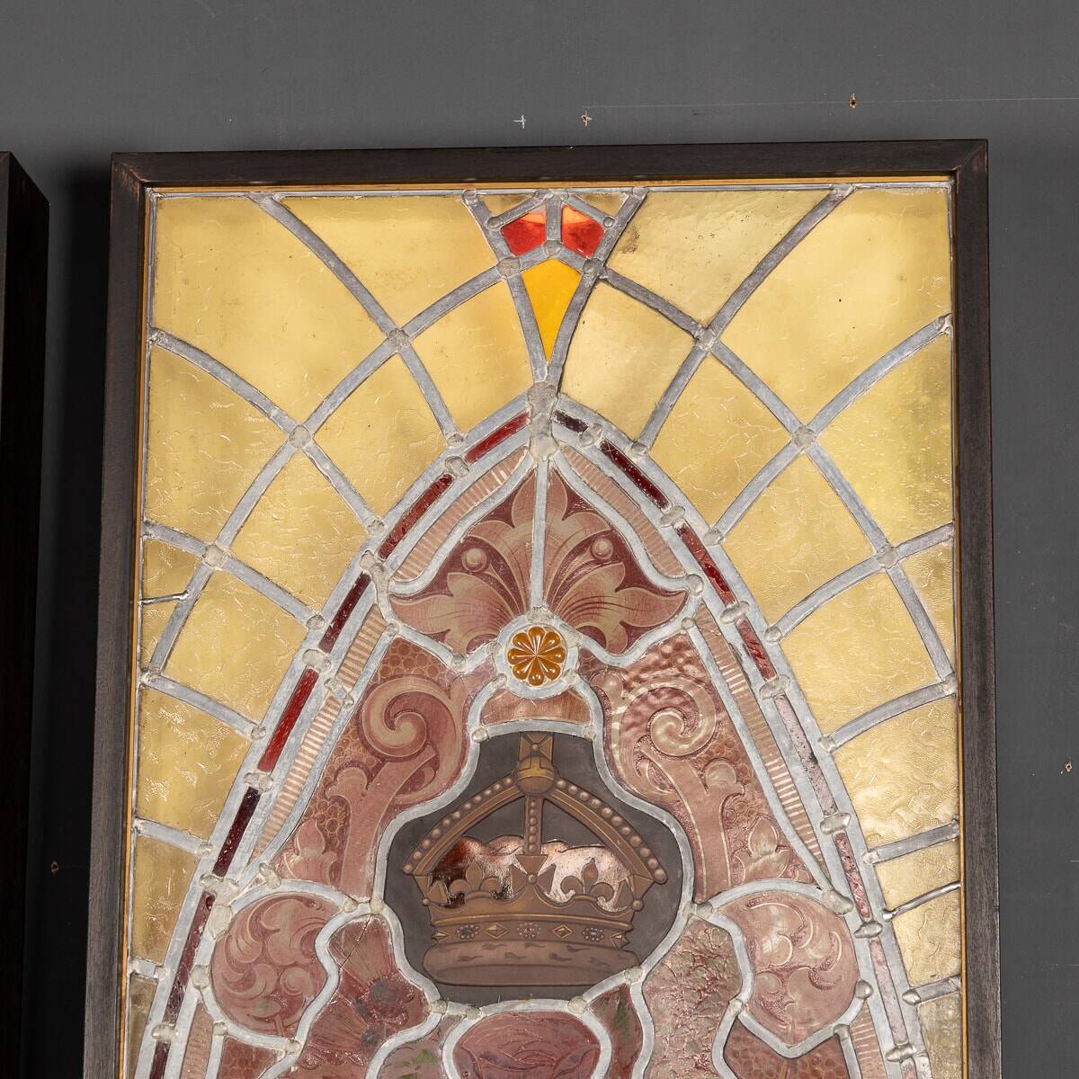 Antique 19thc victorian stained glass window light boxes c.1880