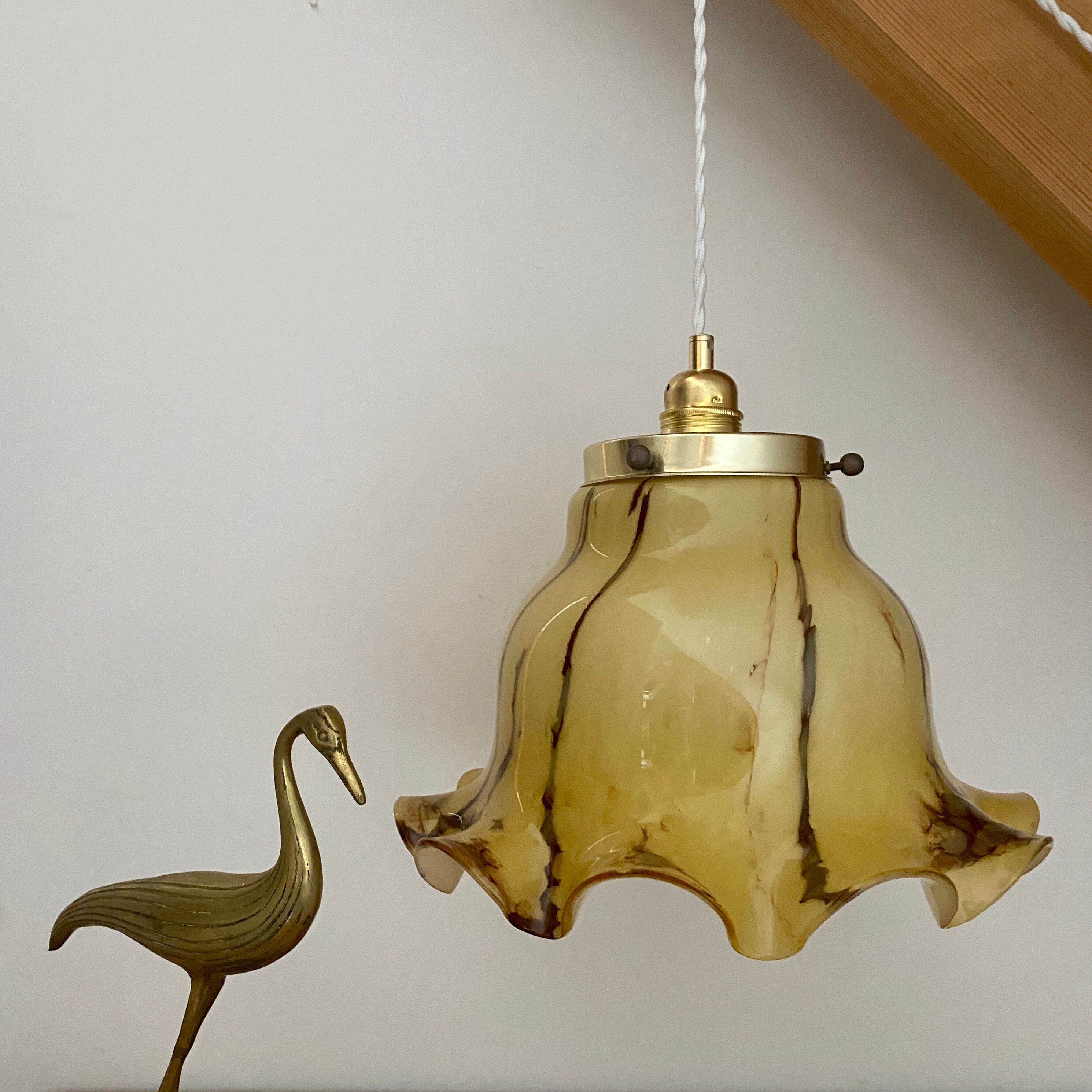 Suspension lamp xxl vintage glass clichy marbled effect