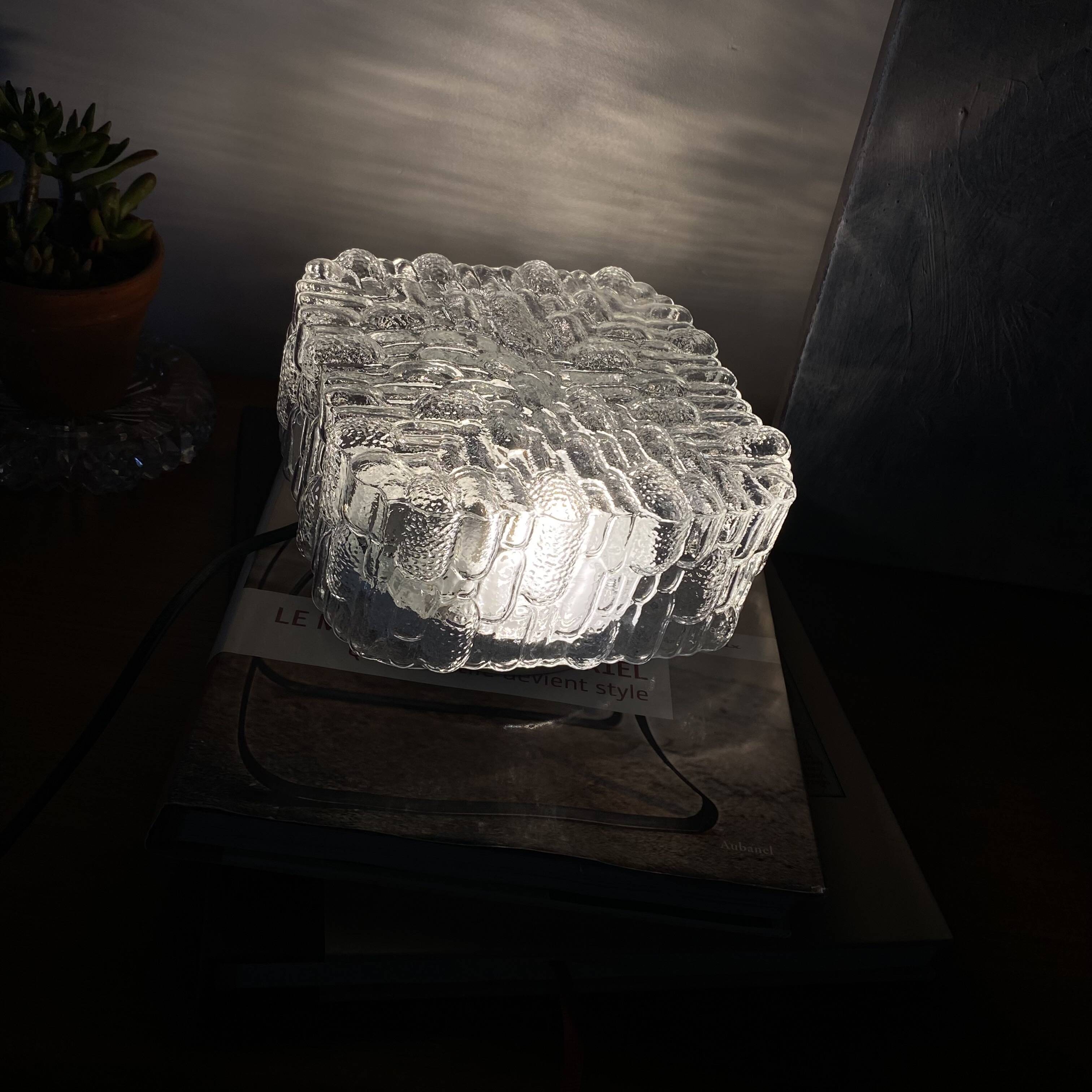 Square wall light ceiling fixture transparent glass vintage lamp