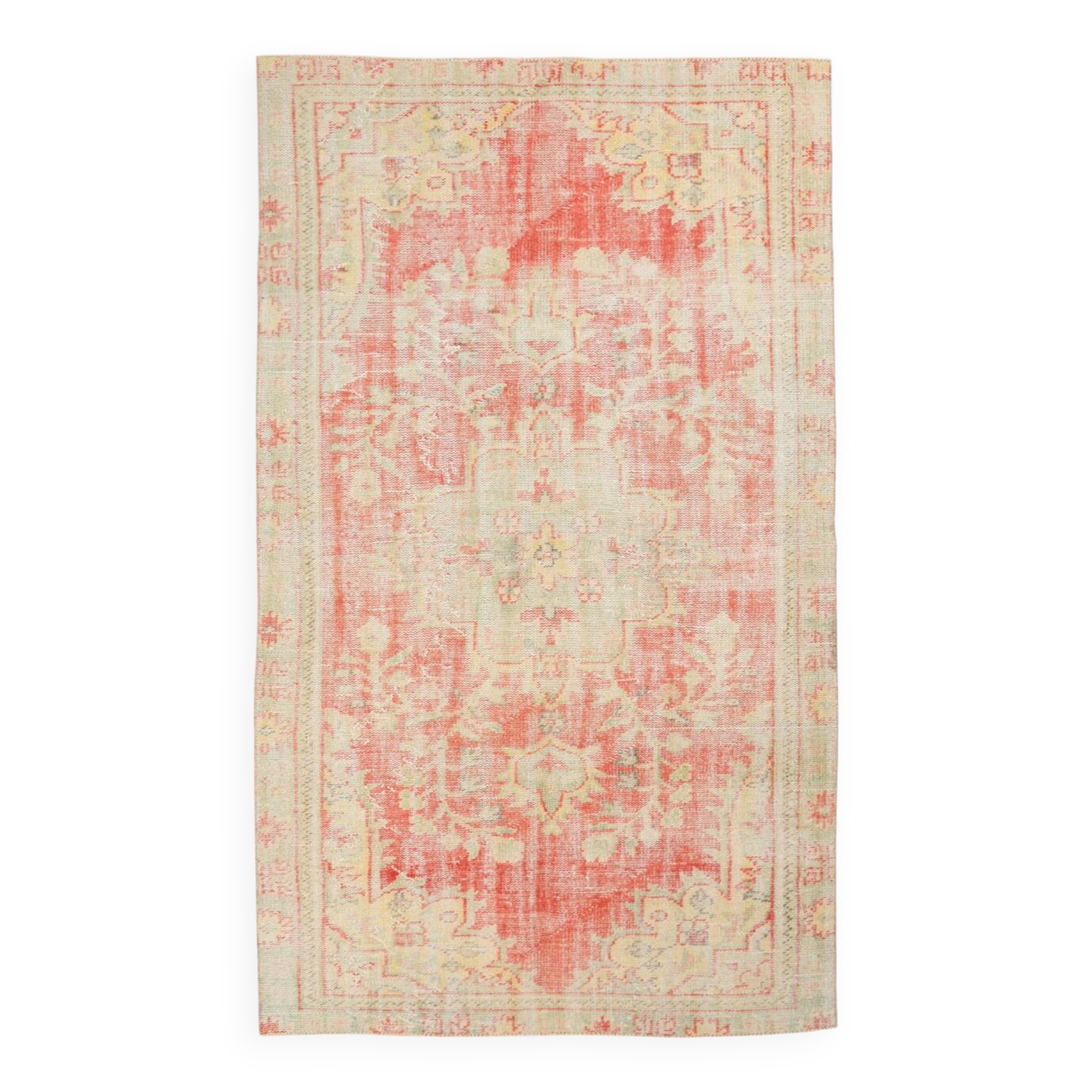 5x8 Cream & Red Turkish Vintage Rug 153x256Cm SK 20384