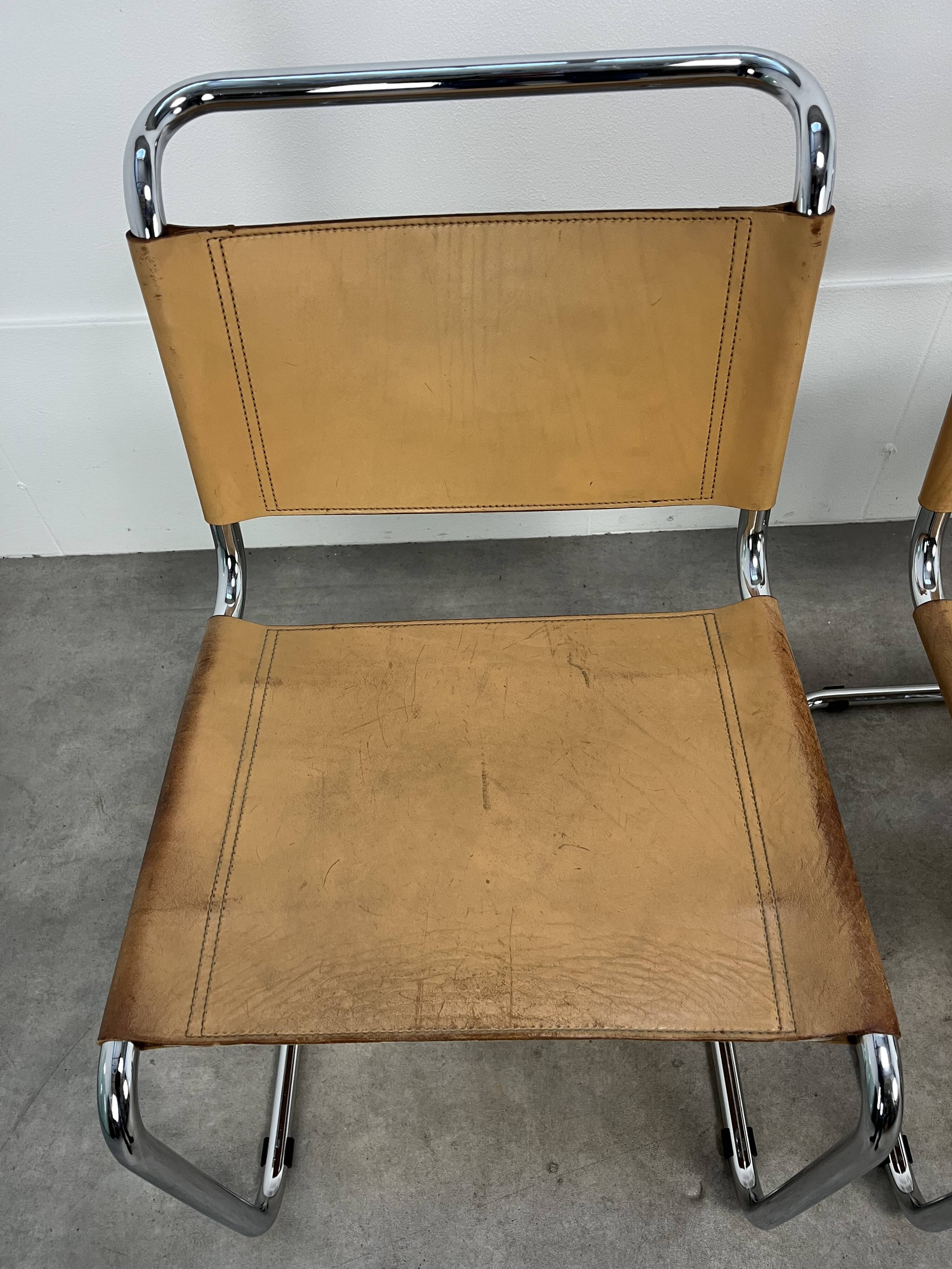 3 B33 Marcel Breuer chairs, 1980, leather