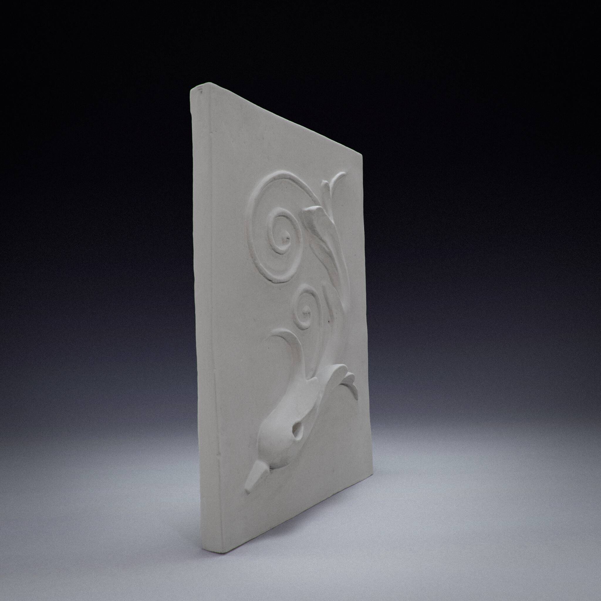 Plaster bas-relief of an acanthus leaf.