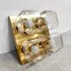 Vintage brass square flush mounts glass ceiling lamp Glashütte Limburg