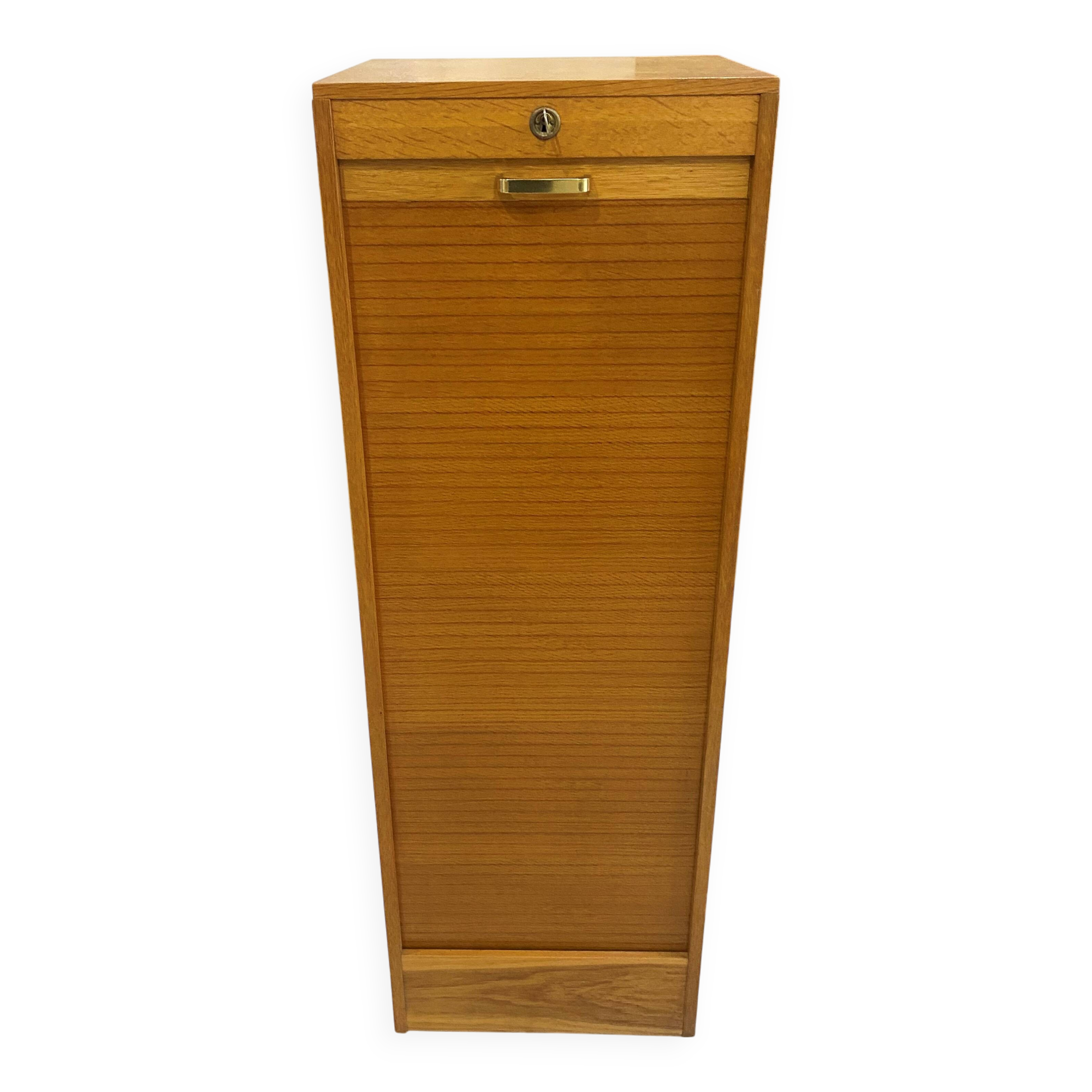1960s office filing cabinet with curtains