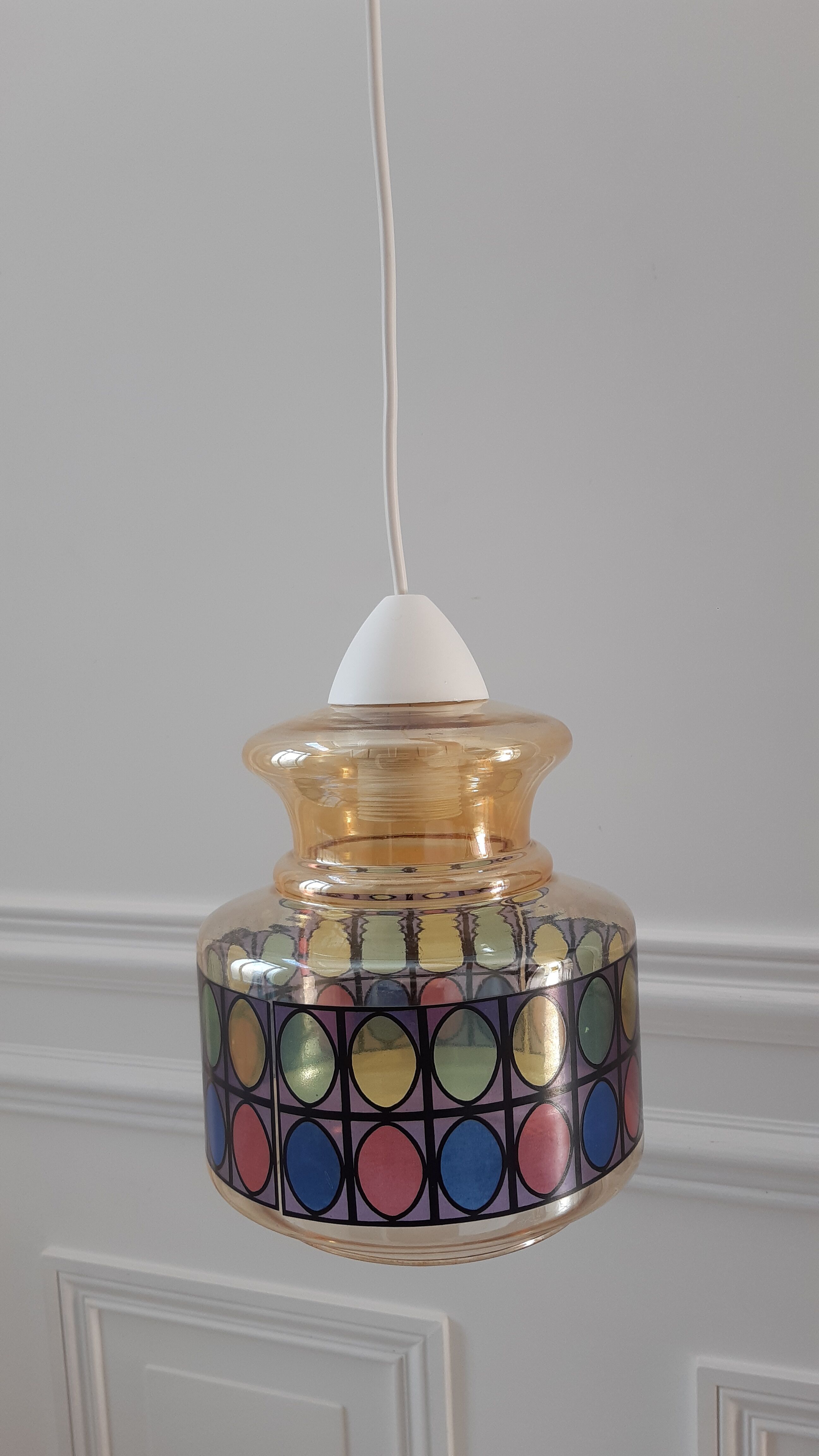 Colored glass pendant lamp 70s