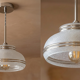 Frosted lampshade with silver trim from the 50s