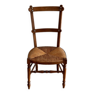 Chaise basse « nourrice » paillée vintage