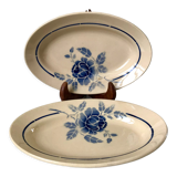oval dish blue flowers Saint-Amand 30s-40s