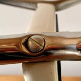 Vintage cosco step stool chair in chrome steel and white skai