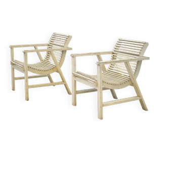 Pair of wooden armchairs from the 1950s
