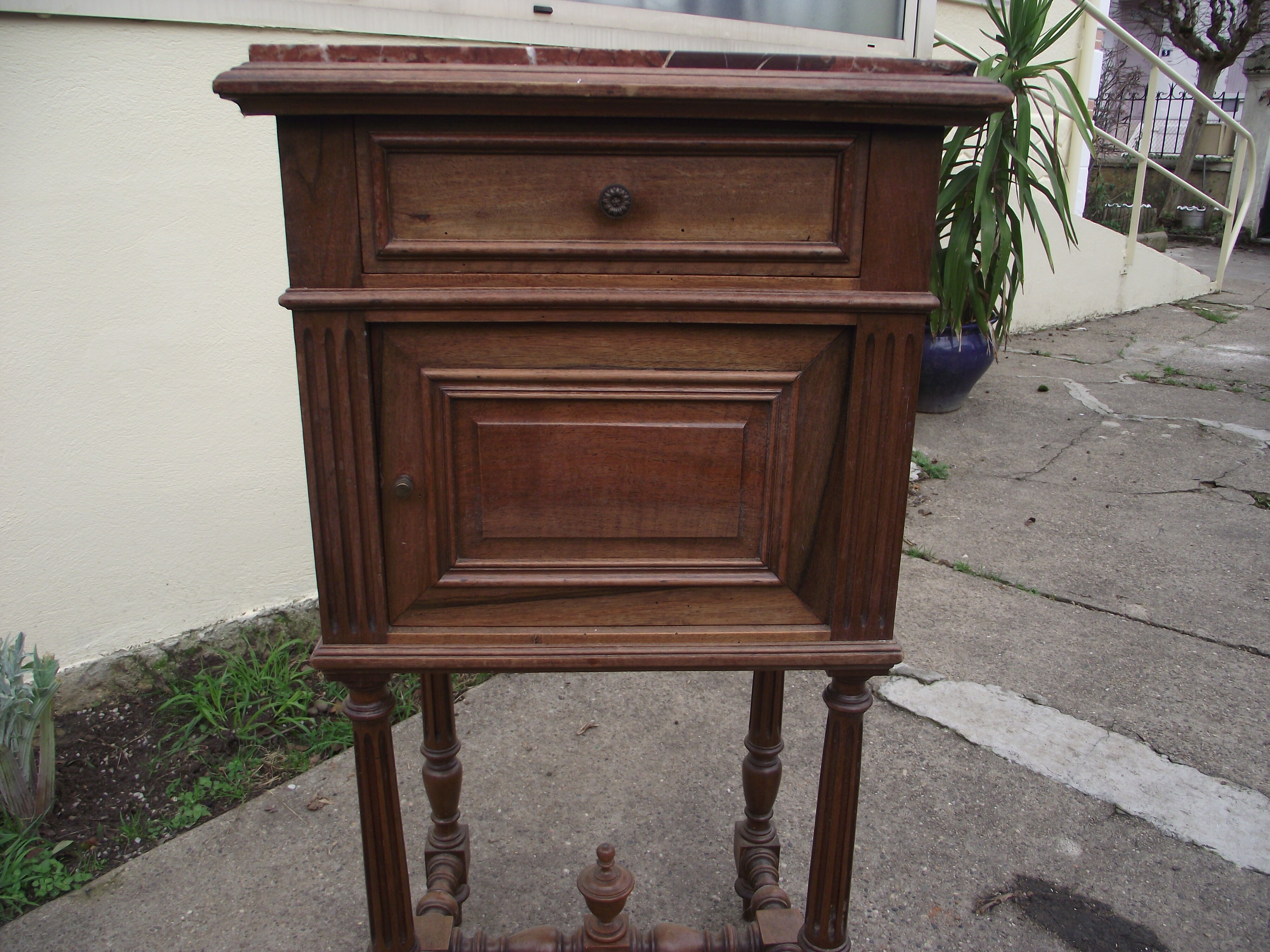 Nightstand Louis XVI style Walnut beginning 20 eme