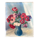 Tableau - bouquet de coquelicots dans son vase bleu