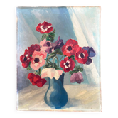 Painting - bouquet of poppies in its blue vase
