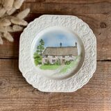 Duo of “country cottages” plates Burleigh Staffordshire England
