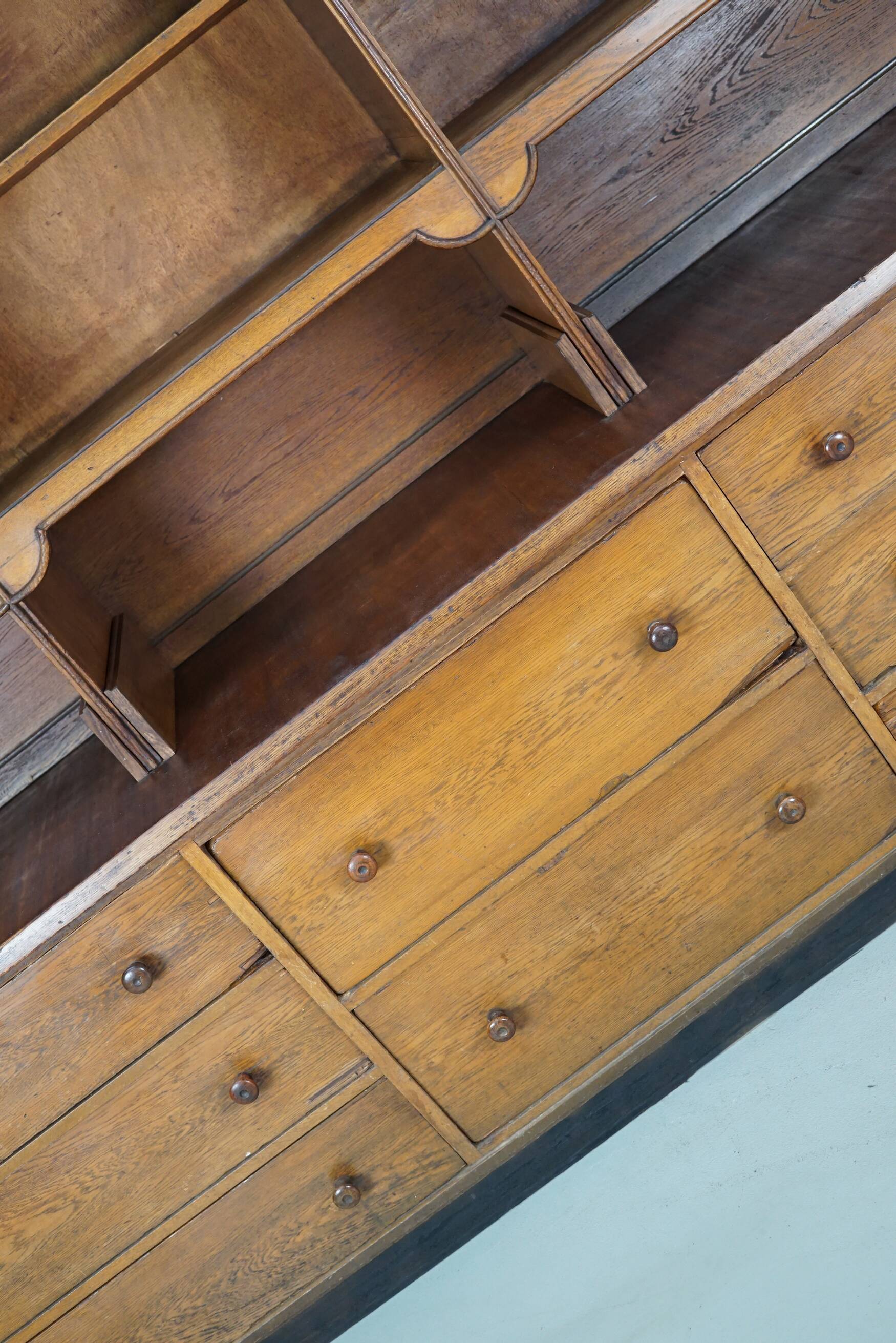 Large Antique Art Deco German Oak Chocolate Shop Cabinet, 1920s