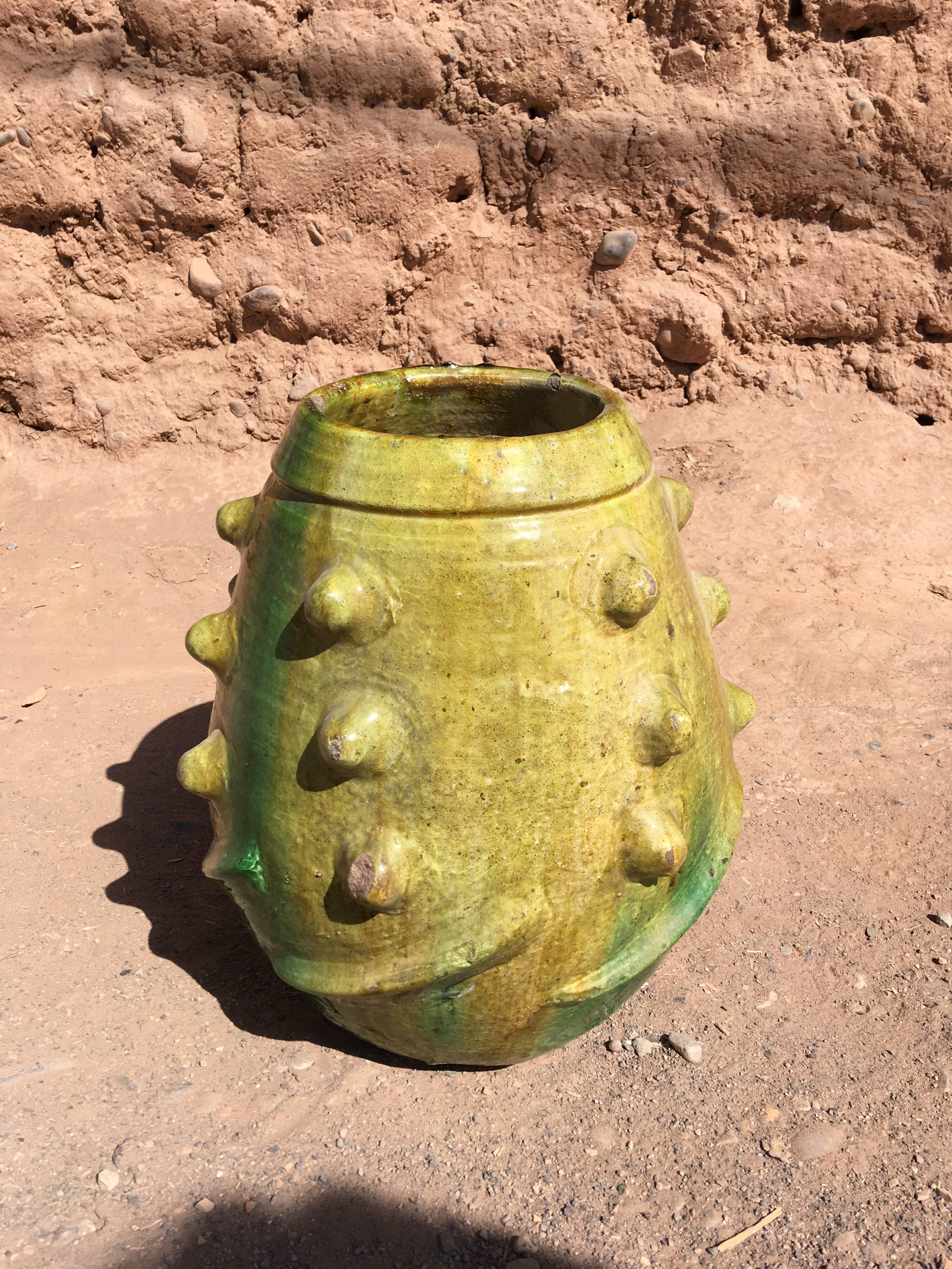 Tamegroute pottery enameled cover pot