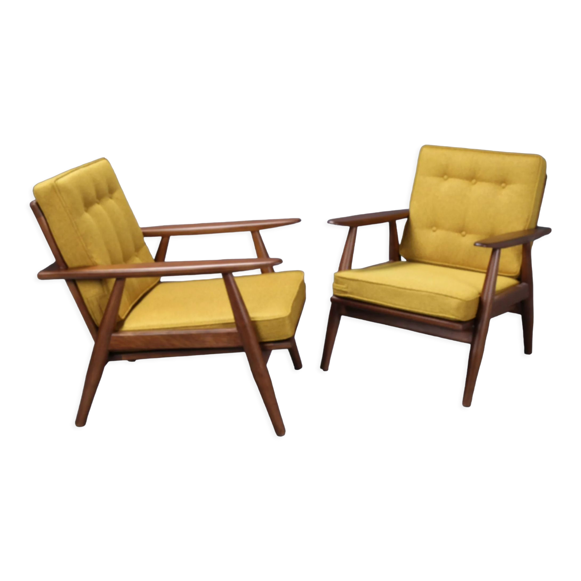 Pair of vintage Scandinavian wooden armchairs