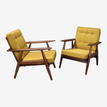 Pair of vintage Scandinavian wooden armchairs