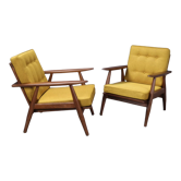 Pair of vintage Scandinavian wooden armchairs