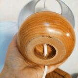 Duo of wooden ball lamps