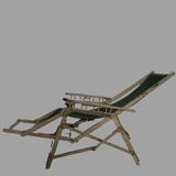 Pair of old 20th century lacquered wood deckchairs