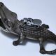 Vintage silver metal crocodile alligator lighter ashtray