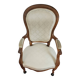 Fauteuil Louis Philippe en bois de noyer tapisse blanc écu