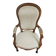 Fauteuil Louis Philippe en bois de noyer tapisse blanc écu
