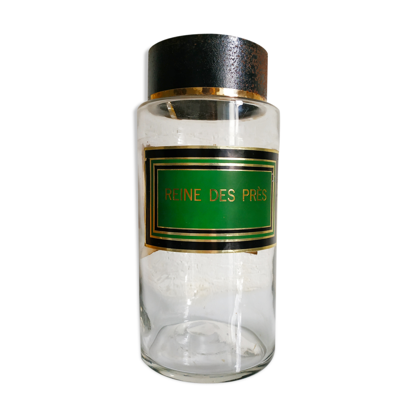 Bottle old pharmacy herbalism early nineteenth century double green label