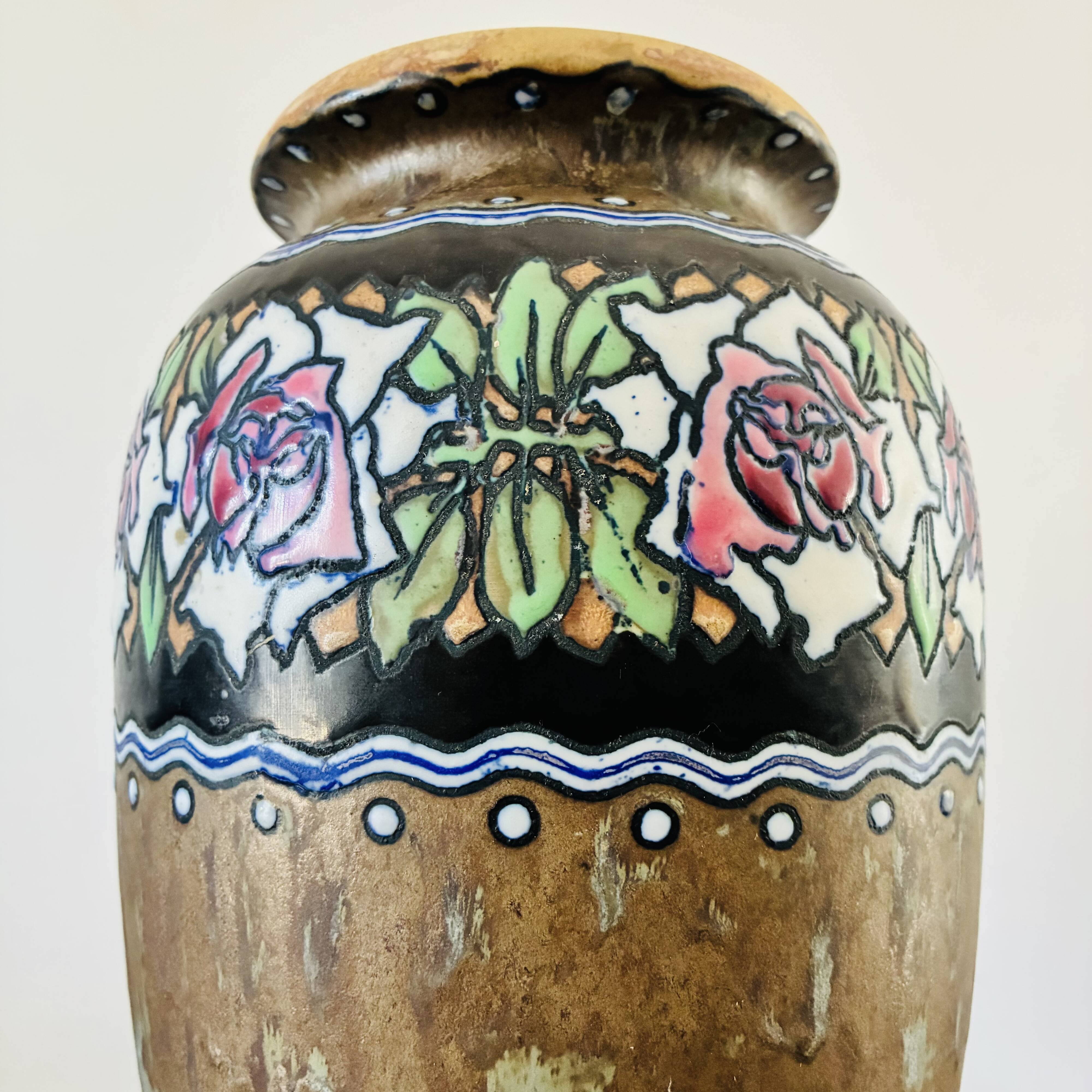 Art deco vase grès boch frères keramis charles catteau d622 shape 914 circa