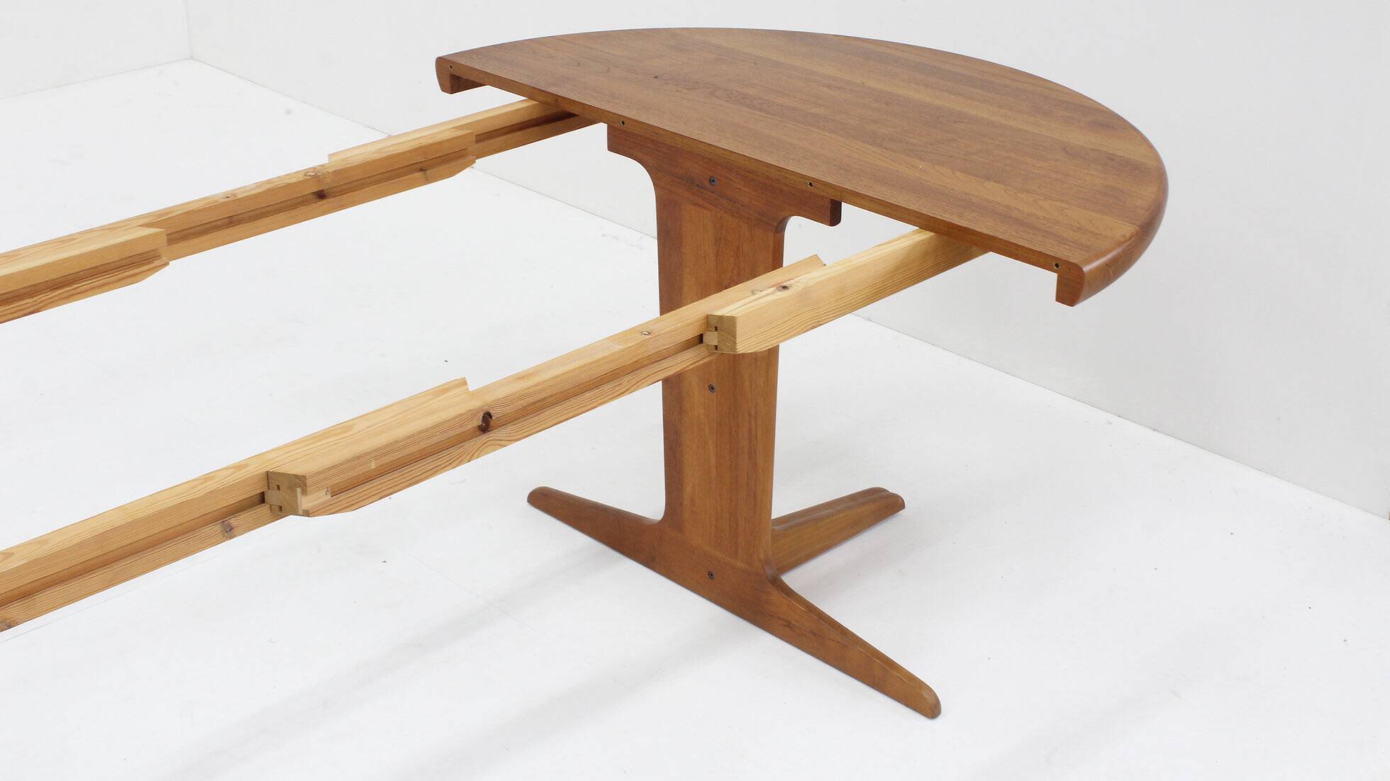 Vintage Danish large round extendable dining table 1960s XL