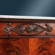 Restored antique buffets in chestnut, mahogany, and marble, 19th century.