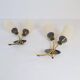 Mid-century pair of wall lamps in brass and opaline attributed to Asea Sweden, 1950s.